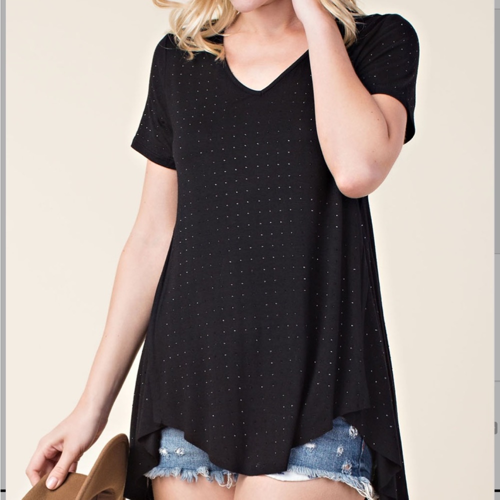 Rhinestone Knit Top- Black